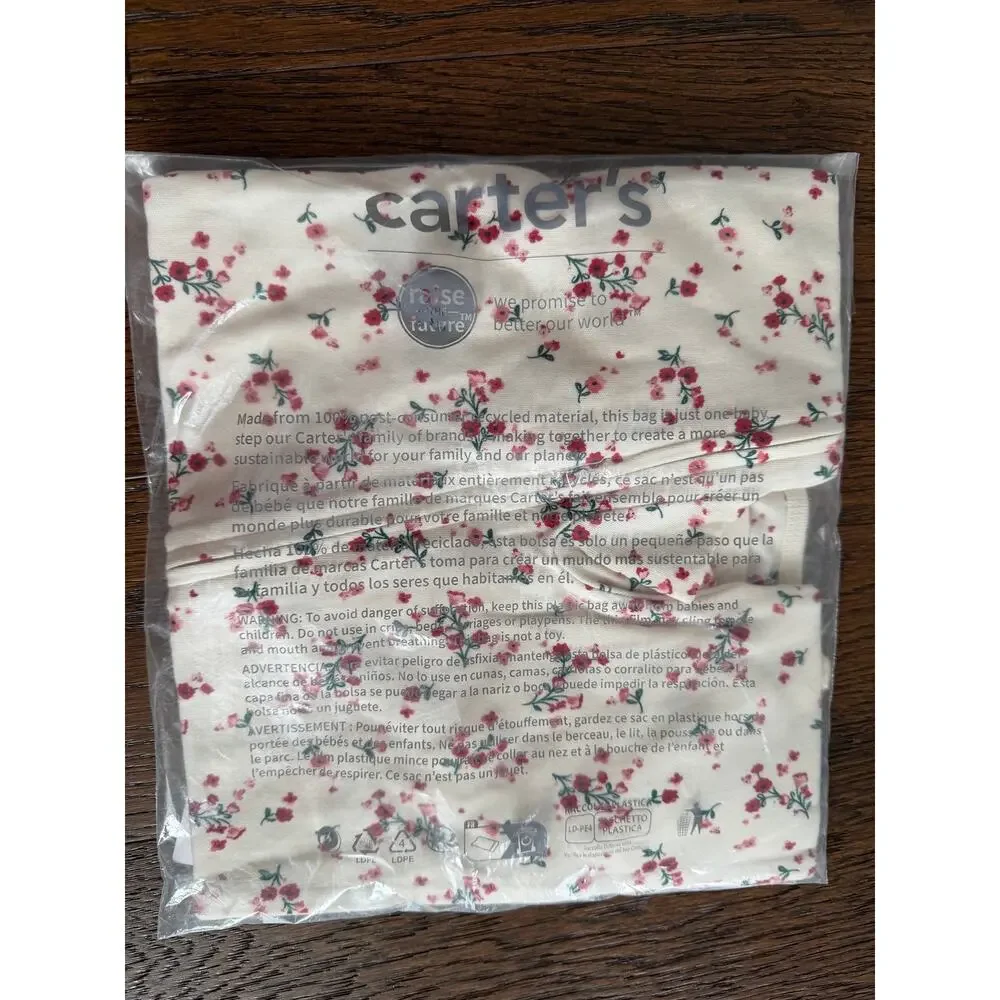 NEW! Carter’s Baby Girl Bow Floral Print Cotton Sleep & Play Pajamas 9M